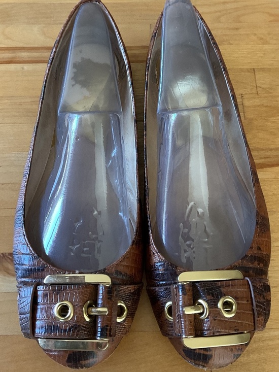 MICHAEL KORS Brown Leather Big BUKLE Woman Flat Shoes Size US 8.5